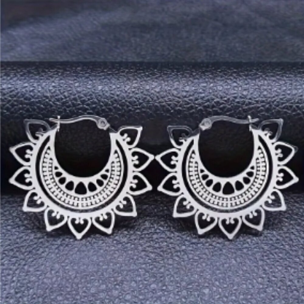 Intricate Silver or Hold plated Boho Hoop Earrings new